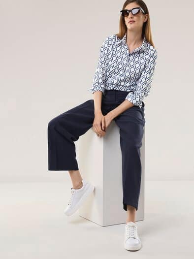 Extraglatt-Hemdbluse Everyday 2.0 Ornament Marine