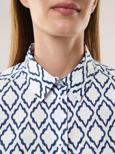 Extraglatt-Hemdbluse Everyday 2.0 Ornament Marine