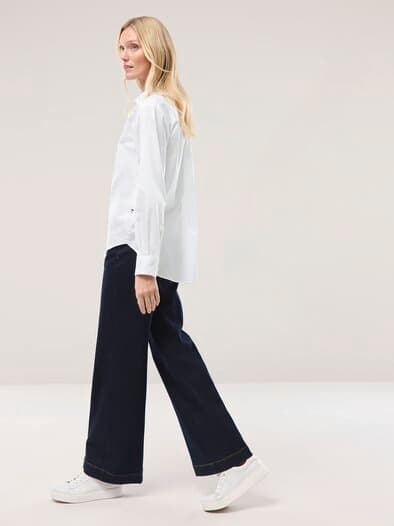 Hemdbluse mit Falteneinsatz Weiß