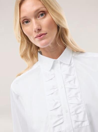 Hemdbluse mit Falteneinsatz Weiß