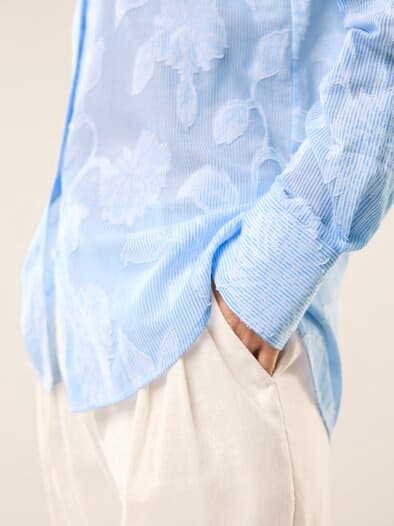 Hemdbluse mit Streifen Meerblau