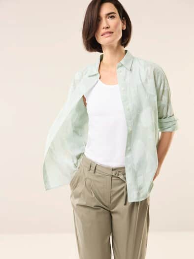 Hemdbluse mit Streifen Basilikum