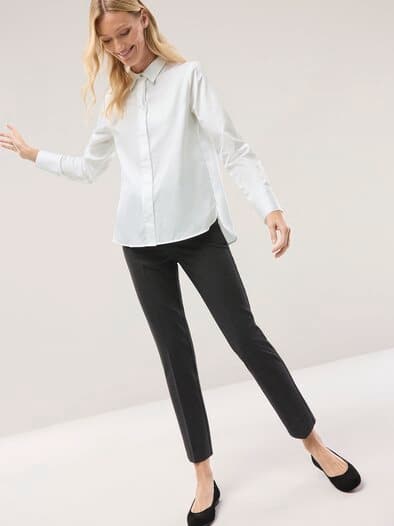 Baumwollbluse mit langer Manschette Weiß