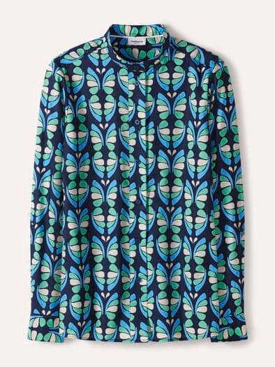 Extraglatt Stehkragen Bluse Grafik Multicolor