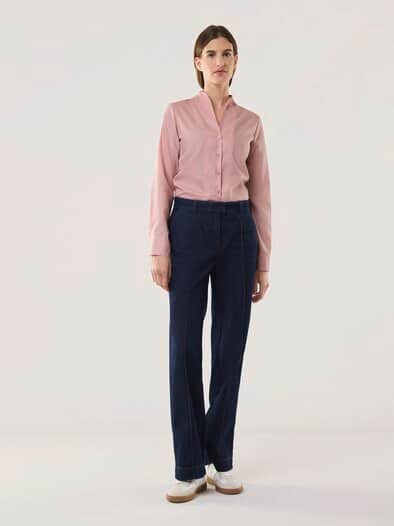 Extraglatt-Bluse Kelchkragen Altrosa