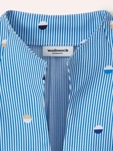 Extraglatt-Bluse Kelchkragen Tupfen Königsblau