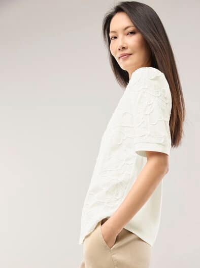 Blusenshirt mit Stickerei Offwhite