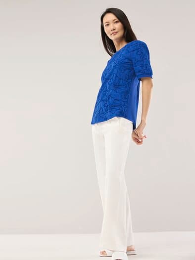 Blusenshirt mit Stickerei Tintenblau