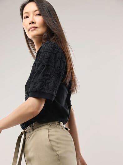 Blusenshirt mit Stickerei Schwarz