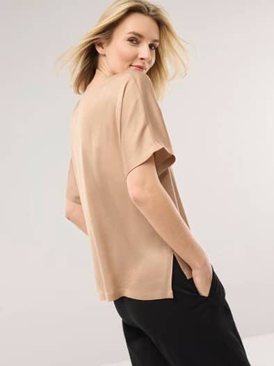 Blusenshirt aus Satin Sand
