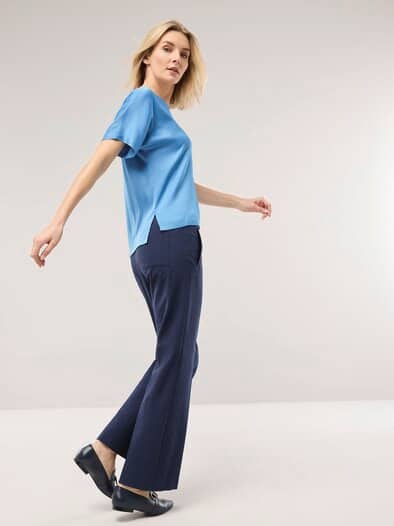 Blusenshirt aus Satin Jeansblau