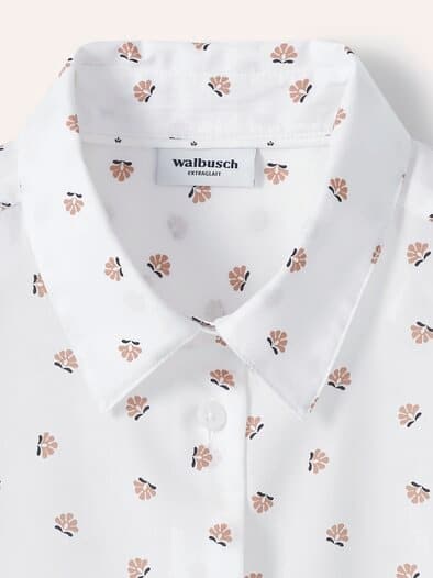 Extraglatt-Hemdbluse Everyday 2.0 Blumendruck Wei