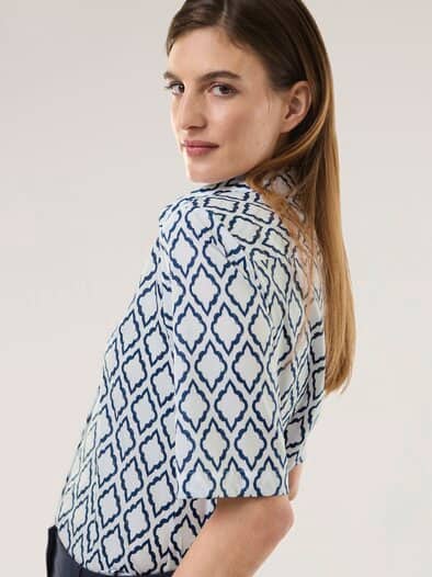 Extraglatt-Hemdbluse Everyday 2.0 Ornament Marine