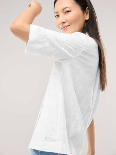 Hemdbluse aus Viskose Jacquard Weiß