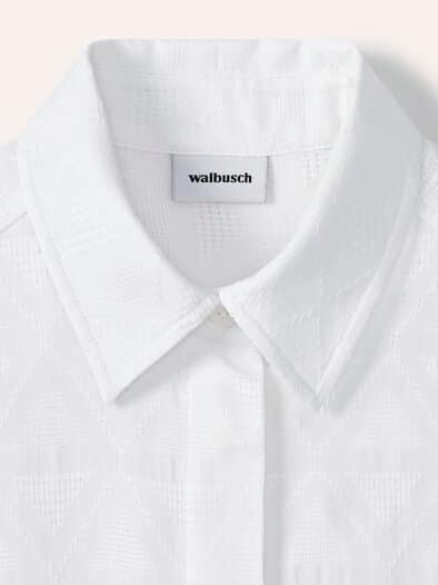 Hemdbluse aus Viskose Jacquard Weiß