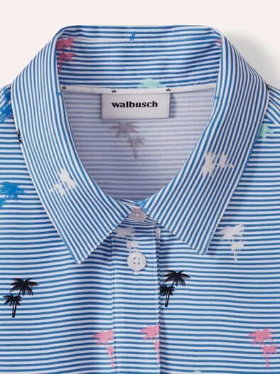 Polo Bluse aus Viskose Palmendruck