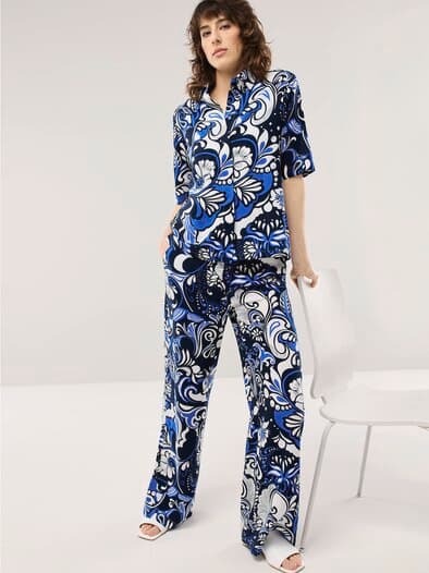 Hemdbluse Leinenmix Blau