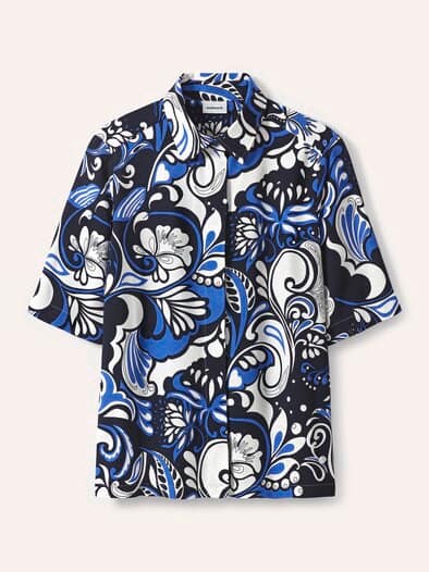 Hemdbluse Leinenmix Blau