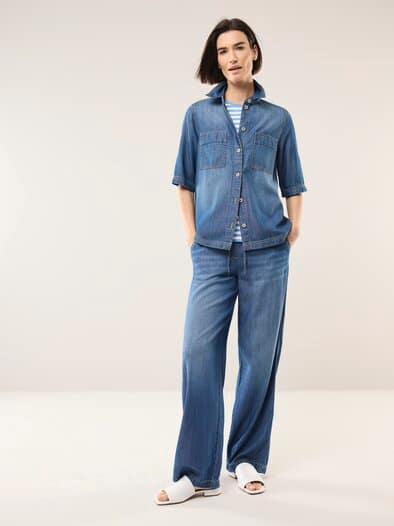 Jeans Hemdbluse Blau