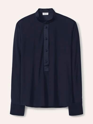 Polo Bluse aus Seide Nachtblau