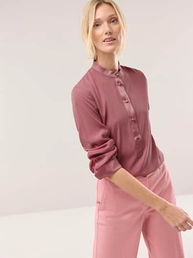 Polo Bluse aus Seide Rosenholz