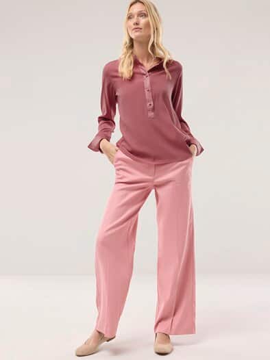 Polo Bluse aus Seide Rosenholz