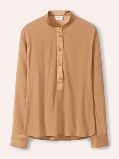 Polo Bluse aus Seide Praline