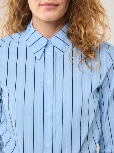 Hemdbluse aus Baumwolle gestreift Smokey Blue