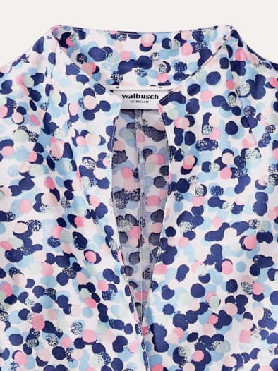 Extraglatt-Bluse Kelchkragen Tupfen Multicolor