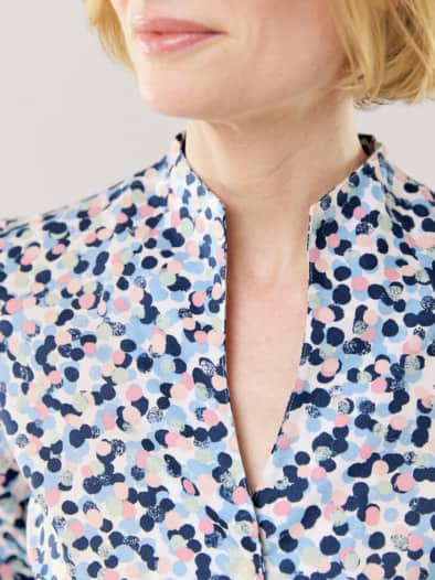 Extraglatt-Bluse Kelchkragen Tupfen Multicolor