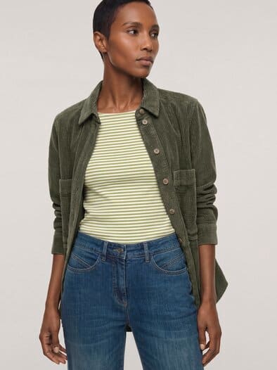 Blusenjacke aus Strukturcord Oliv