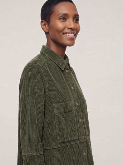Blusenjacke aus Strukturcord Oliv