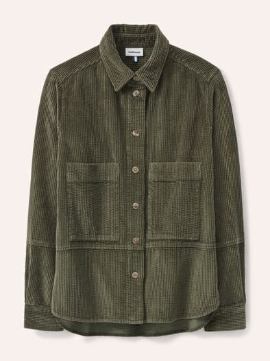 Blusenjacke aus Strukturcord Oliv