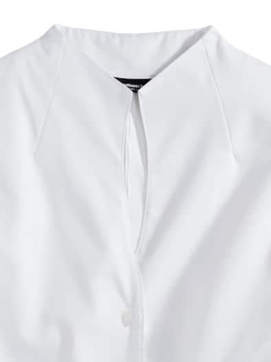 Extraglatt-Bluse Kelchkragen Weiß