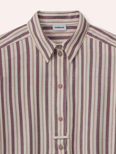 Bluse aus Polar-Flanell Streifen Rot