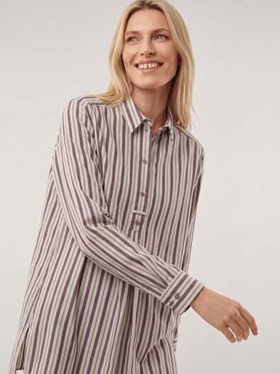 Bluse aus Polar-Flanell Streifen Rot