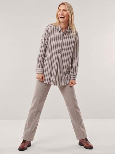 Bluse aus Polar-Flanell Streifen Rot