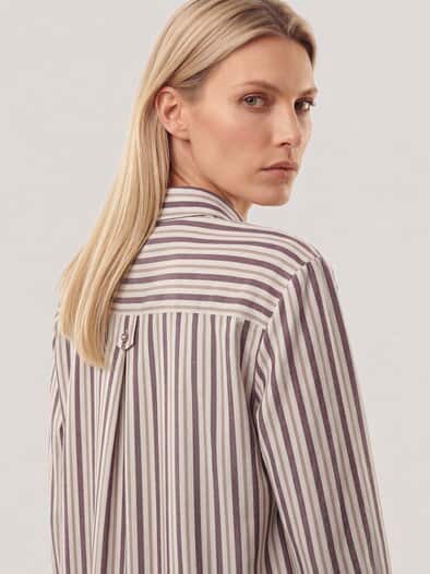 Bluse aus Polar-Flanell Streifen Rot