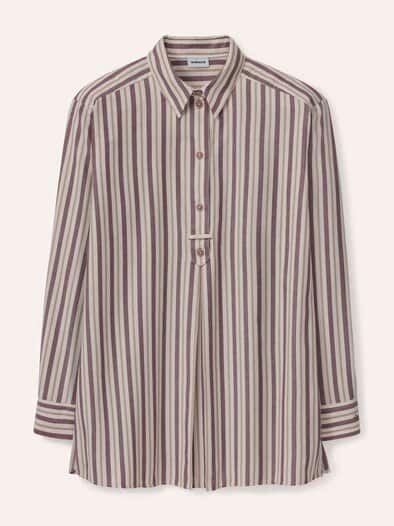 Bluse aus Polar-Flanell Streifen Rot