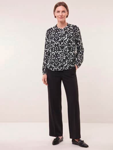 Bluse mit Seide Druck Schwarz