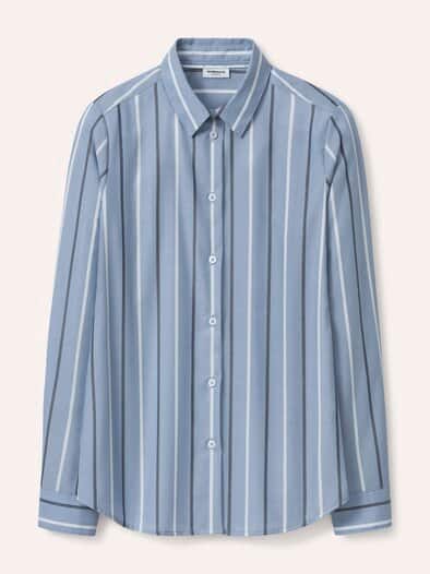 Extraglatt-Hemdbluse Everyday 2.0 Streifen Smokey Blue