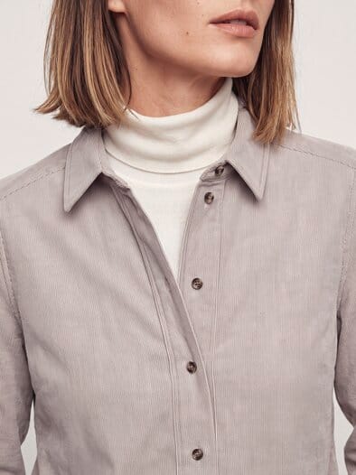 Two-Tone Cord Bluse Boxi Hell Praline
