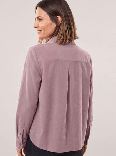 Two-Tone Cord Bluse Boxi Hell Ziegelrot