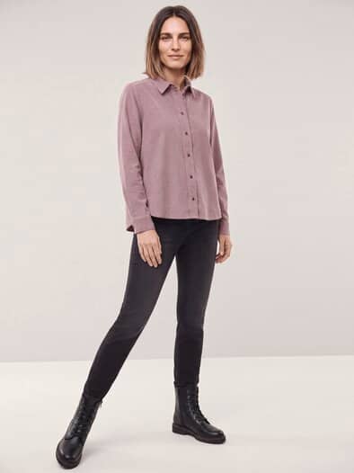 Two-Tone Cord Bluse Boxi Hell Ziegelrot