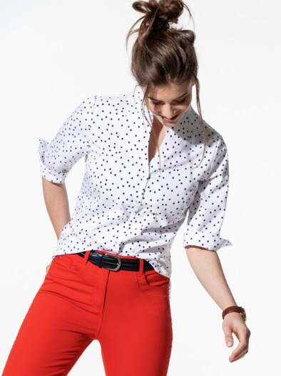 Extraglatt-Bluse Kelchkragen Extraglatt-Bluse Kelchkragen