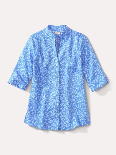 Extraglatt-Bluse Kelchkragen Minimal Königsblau