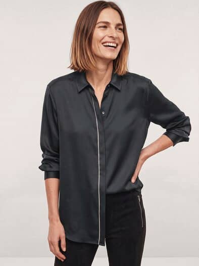 Bluse mit Glitzerkante Schwarz