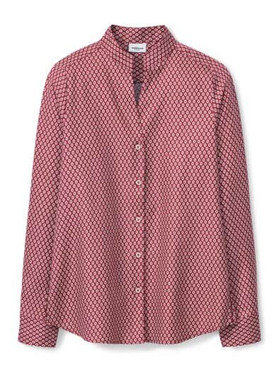 Extraglatt Stehkragen Bluse V-Auss Minimal Chianti