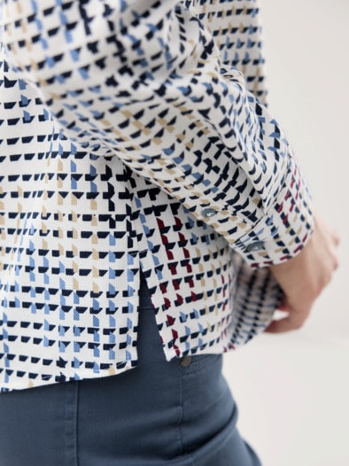 Thermo-Flanell-Hemdbluse Hahnentritt Beere