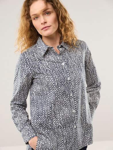 Hemdbluse aus Baumwolle Dessin Fischgrat